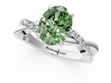 White gold Fancy Green Oval  Cut Diamond Twisted Band with Pavé Setting and Four-Prong Setting_21