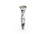 White gold Fancy Green Oval  Cut Diamond Twisted Band with Pavé Setting and Four-Prong Setting_22