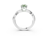 White gold Fancy Green Oval  Cut Diamond Twisted Band with Pavé Setting and Four-Prong Setting_23