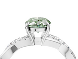 White gold Fancy Green Oval  Cut Diamond Twisted Band with Pavé Setting and Four-Prong Setting_24