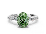 White gold Fancy Green Oval  Cut Diamond Vine Band with Four-Prong Setting_71