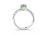 White gold Fancy Green Oval  Cut Diamond Vine Band with Four-Prong Setting_74