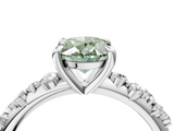 White gold Fancy Green Oval  Cut Diamond Vine Band with Four-Prong Setting_75
