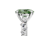 White gold Fancy Green Oval  Cut Diamond Vine Band with Four-Prong Setting_76