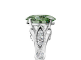 White gold Fancy Green Oval  Cut Diamond with Milgrain Marquise and Bezel Accents on a Solitaire Band with Prong Setting_304