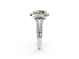 White gold Fancy Green Oval  Cut Double Halo Diamond Engagement Ring with Pave Band and Four-Prong Setting_56