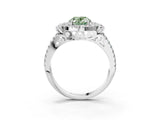White gold Fancy Green Oval  Cut Double Halo Diamond Engagement Ring with Pave Band and Four-Prong Setting_58