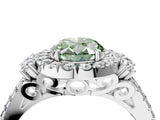 White gold Fancy Green Oval  Cut Double Halo Diamond Engagement Ring with Pave Band and Four-Prong Setting_59