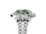 White gold Fancy Green Oval  Cut Double Halo Diamond Engagement Ring with Pave Band and Four-Prong Setting_60