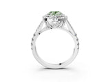 White gold Fancy Green Oval  Cut Double Halo Split Shank Diamond Ring with Prong Setting_52