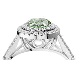 White gold Fancy Green Oval  Cut Double Halo Split Shank Diamond Ring with Prong Setting_53