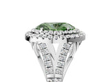 White gold Fancy Green Oval  Cut Double Halo Split Shank Diamond Ring with Prong Setting_54