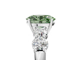 White gold Fancy Green Oval  Cut Five-Stone Prong Set Diamond Ring with Classic Band_37