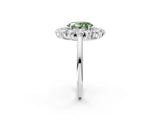 White gold Fancy Green Oval Cut Halo Cluster Diamond Ring with Pave Band and Four-Prong Setting_14