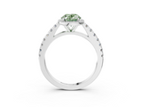 White gold Fancy Green Oval  Cut Halo Diamond Engagement Ring with Pave Band and Four-Prong Setting_31