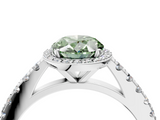 White gold Fancy Green Oval  Cut Halo Diamond Engagement Ring with Pave Band and Four-Prong Setting_32