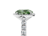 White gold Fancy Green Oval  Cut Halo Diamond Engagement Ring with Pave Band and Four-Prong Setting_33
