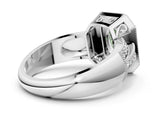 White gold Fancy Green Oval Cut Halo Diamond Engagement Ring with Pave Split Shank and Four-Prong Setting