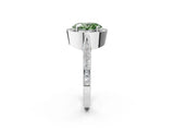 White gold Fancy Green Oval Cut Halo Diamond Engagement Ring with Split Shank Band and Four-Prong Setting_14
