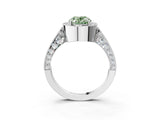 White gold Fancy Green Oval Cut Halo Diamond Engagement Ring with Split Shank Band and Four-Prong Setting_15