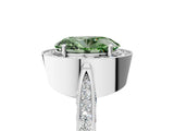 White gold Fancy Green Oval Cut Halo Diamond Engagement Ring with Split Shank Band and Four-Prong Setting_17