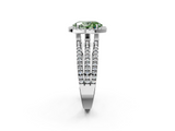 White gold Fancy Green Oval  Cut Halo Diamond Engagement Ring with Split Shank and Four-Prong Setting_22