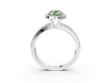 White gold Fancy Green Oval  Cut Halo Diamond Engagement Ring with Split Shank and Four-Prong Setting_23