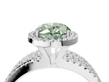 White gold Fancy Green Oval  Cut Halo Diamond Engagement Ring with Split Shank and Four-Prong Setting_24