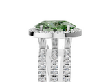 White gold Fancy Green Oval  Cut Halo Diamond Engagement Ring with Split Shank and Four-Prong Setting_25