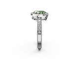 White gold Fancy Green Oval  Cut Halo Diamond Pave Band Ring with Four-Prong Setting_26