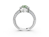 White gold Fancy Green Oval  Cut Halo Diamond Pave Band Ring with Four-Prong Setting_28