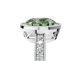 White gold Fancy Green Oval  Cut Halo Diamond Pave Band Ring with Four-Prong Setting_29