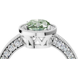 White gold Fancy Green Oval  Cut Halo Diamond Pave Band Ring with Four-Prong Setting_29