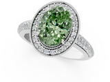 White gold Fancy Green Oval  Cut Halo Diamond Pave Band with Four-Prong Setting_38