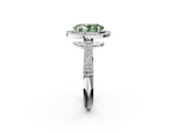 White gold Fancy Green Oval  Cut Halo Diamond Pave Band with Four-Prong Setting_39
