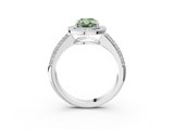 White gold Fancy Green Oval  Cut Halo Diamond Pave Band with Four-Prong Setting_40