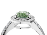 White gold Fancy Green Oval  Cut Halo Diamond Pave Band with Four-Prong Setting_41