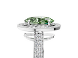 White gold Fancy Green Oval  Cut Halo Diamond Pave Band with Four-Prong Setting_42