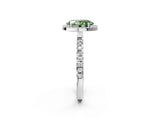 White gold Fancy Green Oval Cut Halo Diamond Pave Band with Prong Setting_2