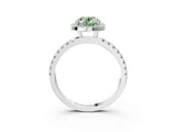White gold Fancy Green Oval Cut Halo Diamond Pave Band with Prong Setting_3