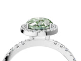 White gold Fancy Green Oval Cut Halo Diamond Pave Band with Prong Setting_4