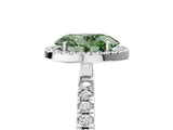 White gold Fancy Green Oval Cut Halo Diamond Pave Band with Prong Setting_5