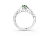 White gold Fancy Green Oval  Cut Halo Diamond Ring with Channel Set Band and Four-Prong Setting_64