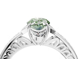 White gold Fancy Green Oval  Cut Halo Diamond Ring with Channel Set Band and Four-Prong Setting_67