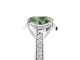 White gold Fancy Green Oval  Cut Halo Diamond Ring with Channel Set Band and Four-Prong Setting_68