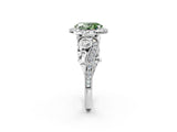 White gold Fancy Green Oval Cut Halo Diamond Ring with Milgrain and Bezel Accents on a Split Shank Band_14