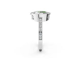White gold Fancy Green Oval  Cut Halo Diamond Ring with Pavé Band and Milgrain Prong Setting_34