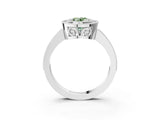 White gold Fancy Green Oval  Cut Halo Diamond Ring with Pavé Band and Milgrain Prong Setting_40