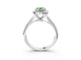 White gold Fancy Green Oval Cut Halo Diamond Ring with Pavé Band_39