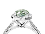 White gold Fancy Green Oval Cut Halo Diamond Ring with Pavé Band_40